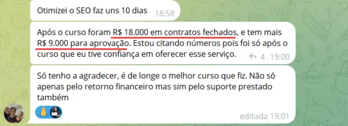 Depoimento: R$18.000 em contratos fechados após o curso