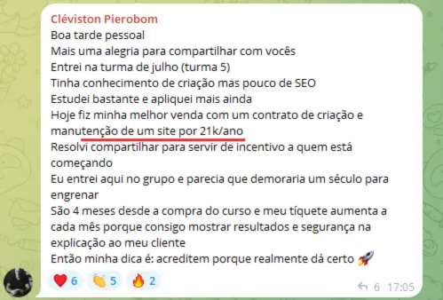 Depoimento Cléviston Pierobom: site vendido por R$21k/ano