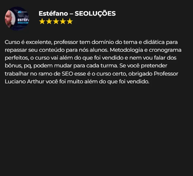 Depoimento Estéfano – SEOLUÇÕES