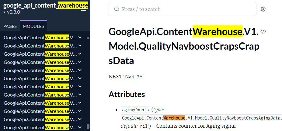 Warehouse api google