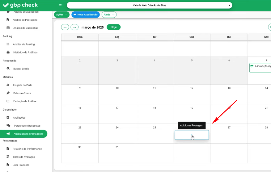 clique para adicionar agendamento